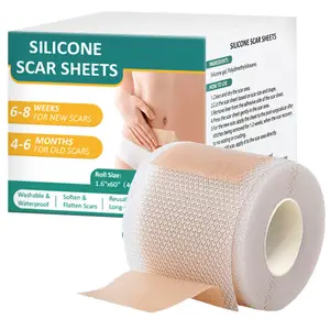 Silicone Scar Removal Sheets, Wound Surgery Scar Removal Silicone Gel Patch(1.6"X 59" Roll-1.5M/3M), Reusagble Effective Scar Patch for Scar Removal Rehabilitation Therapy Supplies