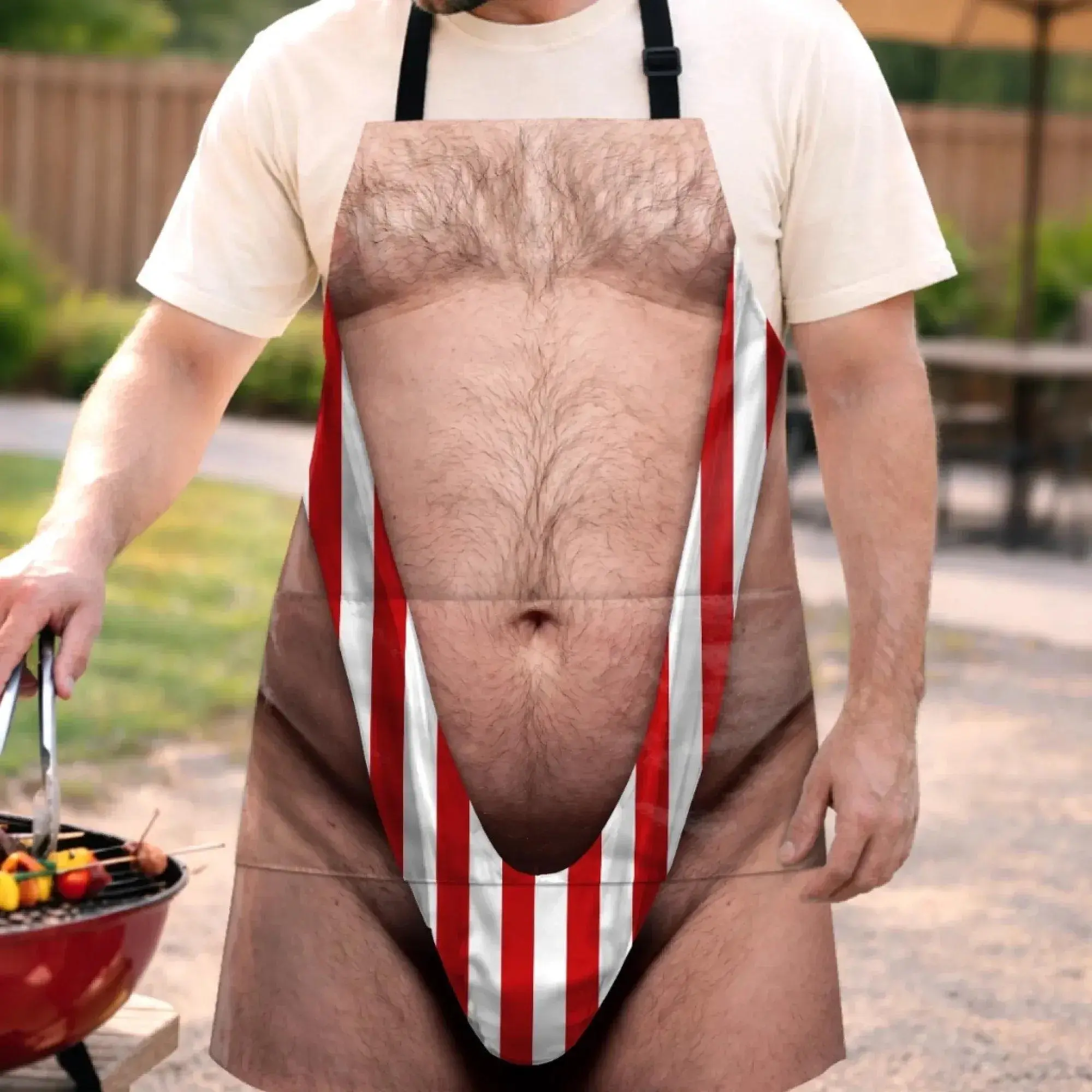 Funny Muscle Man Body 3D Apron For Men, Custom Silly Gift for Him, Birthday Gift for Husband, Grandpa Novelty Body Cooking Apron, Gag Party