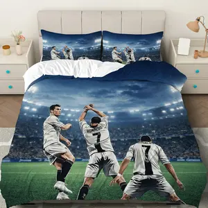 3PCS Duvet Cover Set, 1 Duvet+2 Pillowcases(Without filler), Machine Washable Duvet, Soccer Stadium Sport Celebration Night Event theme, Christmas bedding set, Luxury Soft Football Decor Suitable for bedroom living room guest room dorm.