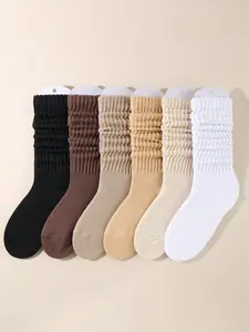 Women's Solid Basic Crew Socks Fitted, Multi-pack Soft Comfy Breathable Mid-calf Socks for Daily Wear, Socks for Women, Lady's Fall & Winter  Hosiery