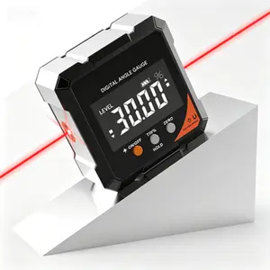 Rechargeable Laser Level Cube with Backlight, 4-Side Magnetic Digital Angle Gauge, Mini Inclinometer Measuring Tool for Woodworking Tablesaw, Digital Angle Finder Gift for Men, Portable Precision Leveling Device