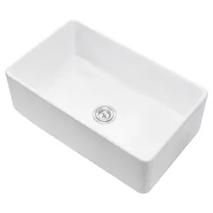 33.5x20 inch Farmhouse Sink, White Sink Workstation, Fireclay Undermount Basins, Apron Front Single Bowl Basin with Multiple Accessories, Large Capacity Household Dishwasher Sinks for Kitchen