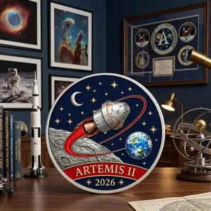 Artemis II Commemorative Coin, Gifts for Space Enthusiasts, NASA Moon Earth Design Collector