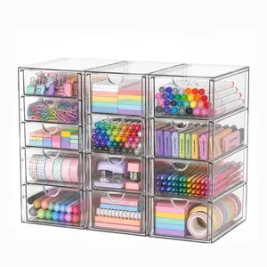 Acrylic Makeup Storage Box with 13 Drawers, Bathroom Counter Organizer, Acrylic Organizers, Desk Organizer, Office Supplies, Storage Drawers for Cosmetic, Pencil, Coffee