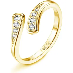 FINREZIO 1 Pc Golden Shining Toe Ring for Women men Hug CZ Triple Simple Open Band Toe Rings Adjustable Toe Rings