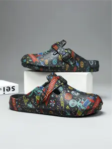 1 Pair Unisex Sports Slippers: EVA Material, Breathable & Comfortable, Full Cartoon Print, Anti-Slip & Wear-Resistant, Beach Vacation Sandals, Footwear