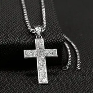 32106 Twister Men's Engraved Cross Necklace
