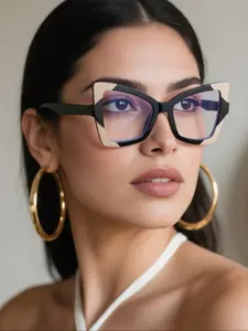 Women's Cat Eye Frame Flat Light Glasses, Anti-Fatigue Anti-Glare, Lightweight Frame for Computer Gaming and Home Office