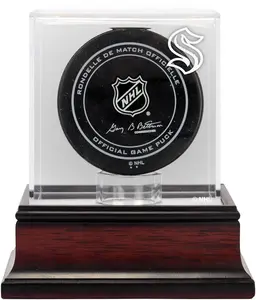 Seattle Kraken Mahogany Hockey Puck Logo Display Case