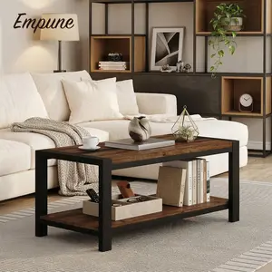 Empune Coffee Table for Living Room, Industrial Wood and Metal Living Room Tables, Farmhouse Rectangular Center Table (Rustic Oak, 43 Inch)