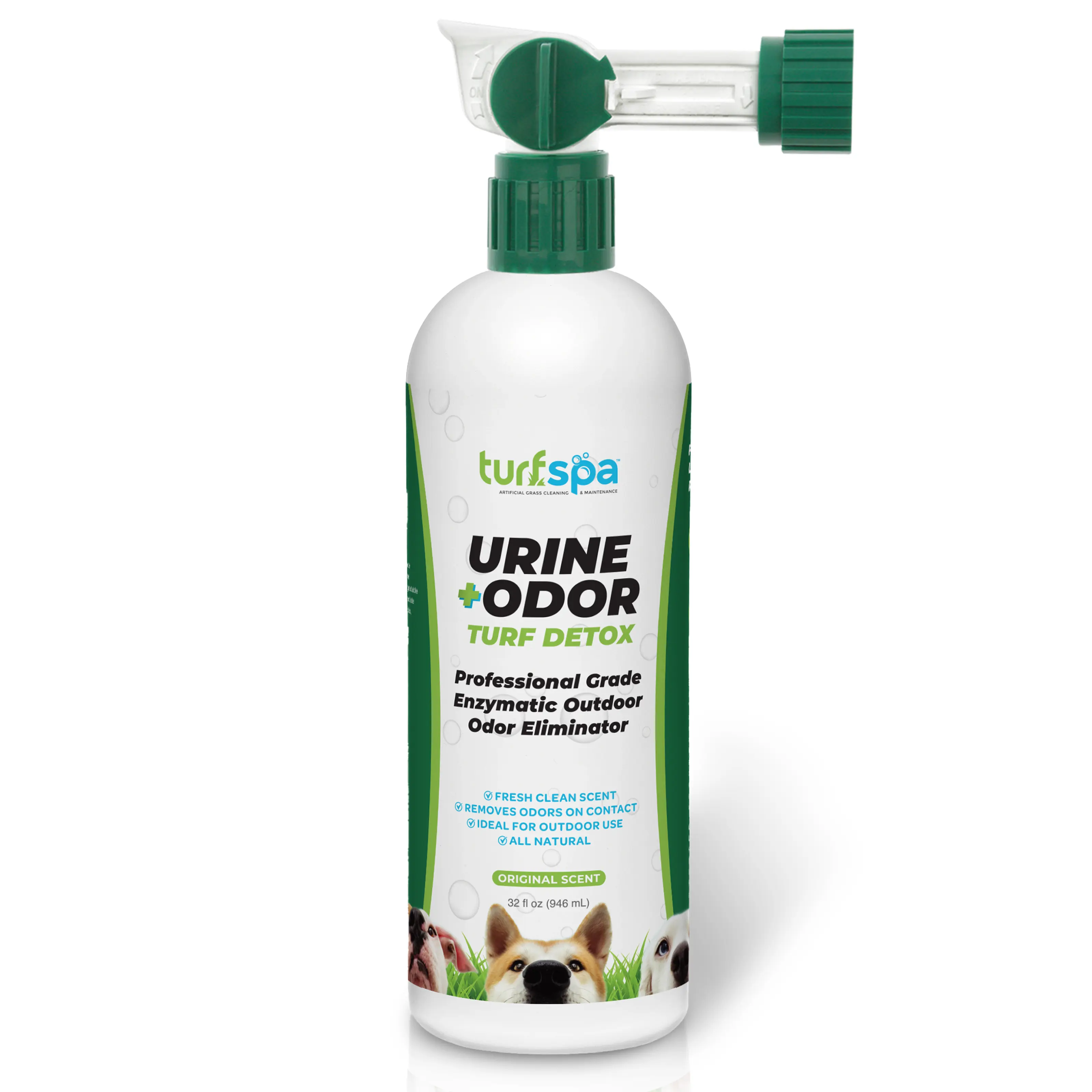 TurfSpa Urine & Odor Turf Detox, Pet Urine Odor Eliminator for Dogs, Ideal Pet Urine Enzyme Cleaner for Artificial Grass, Concrete, Rocks, Sod & Patios - 32 oz