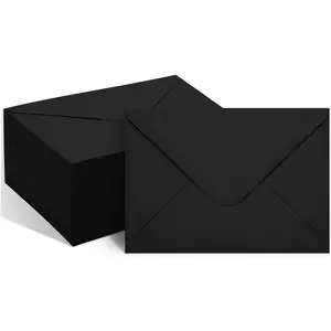 50 Packs of A7 Envelopes for Invitation, Black 5x7 Envelopes with V Flap,  for Graduation, Invitation,  Shower, Wedding and RSVP Cards (Black)