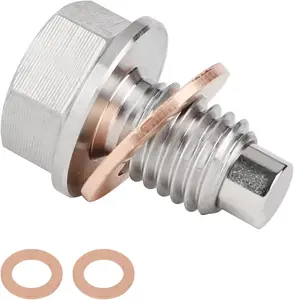M x .Magnetic Oil Drain Pan Plug,Magnetic Stainless Steel Oil Drain Plug Nut Bolt,with  PCS Copper Crush Washer Anti Leakage,Universal Leakproof Replacement,Fits Most Cars,Motorcycles, Boats