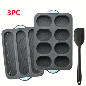 3pcs Heat-Resistant Nonstick Silicone Bread Loaf Pan & French Baguette Pan | Rectangular Bread Baking Pan for Homemade Bread, Ideal for Christmas, Valentine's, Mother's/Father'S Day, Durable Bread Mold