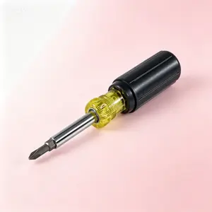 Multi-Bit Screwdriver Nut Driver 5-in-1 with Slotted, Philips Tips, Reversible Shaft Compatible with Klein Tools, Compact Hand Tool for Electrical Work, Includes 2 Flathead, 2 Cross Head, 1 Hex Driver