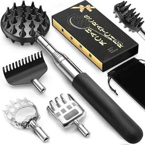 Telescoping Back Scratcher with 4Pcs Detachable Scratching Heads, Stocking Stuffers for Men Back Scratcher for Men/Dad/Women, White Elephant Gifts for Adults Christmas Gifts for Men Women