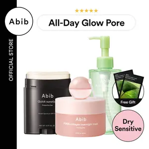 [Abib Official] Essential Glow All Day Set | K-Beauty Viral Sunstick, No White Cast, Glowy finish, Gua-Sha Shape, PDRN Overnight Mask, Lip Glazed Balm & Heartleaf Watery Cleansing Oil