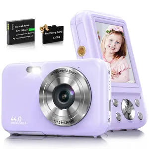 1080P digital camera, 44 megapixels (with 32GB memory card), 16x digital zoom with fill-in light, retro camera for documenting daily life,Holiday Gifts