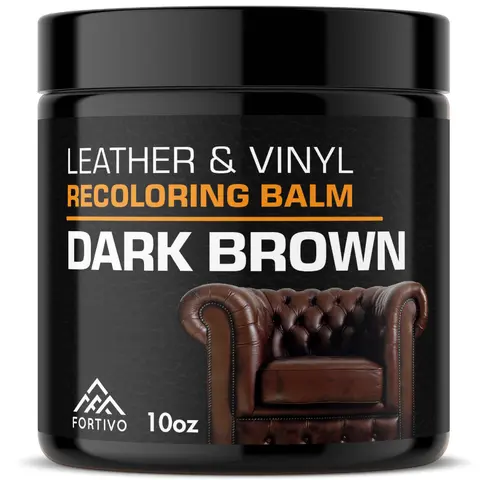 FORTIVO Leather Recoloring Balm 10 Oz Color Restorer for Couches and Car Seats, Leather Scratch Remover and Dye, 10 oz Household Home Goods Leather Wet-Dye Paint Vinyl