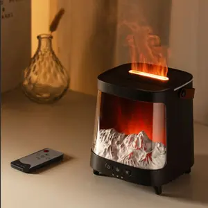 Flame Aurora Essential Oil Diffuser Humidifier, Dreamy Atmosphere Light, Silent Mist, Remote Control Ultrasonic Fogging, Bedroom Living Room Decor, USB Powered Humidifier