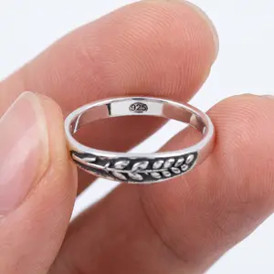 Women's & Men's Vintage Leaf Ring - Authentic 925 Sterling Silver | Handmade Engraved Vine Wedding Band | Nature Inspired Jewelry Gift