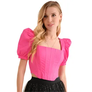 Hot Pink Dream Corset Crop Top
