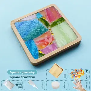 Mica Coaster Handmade Diy Glass Mosaic Coaster Material Package Student Pixel Puzzle Sticker Drill Educational Toys