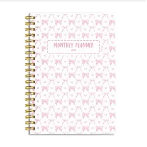 2026 Monthly Planner Notebook, Bow Cover, Time Management & Efficiency, Includes Notes, To-Do List, Office Supplies, Perfect Gift