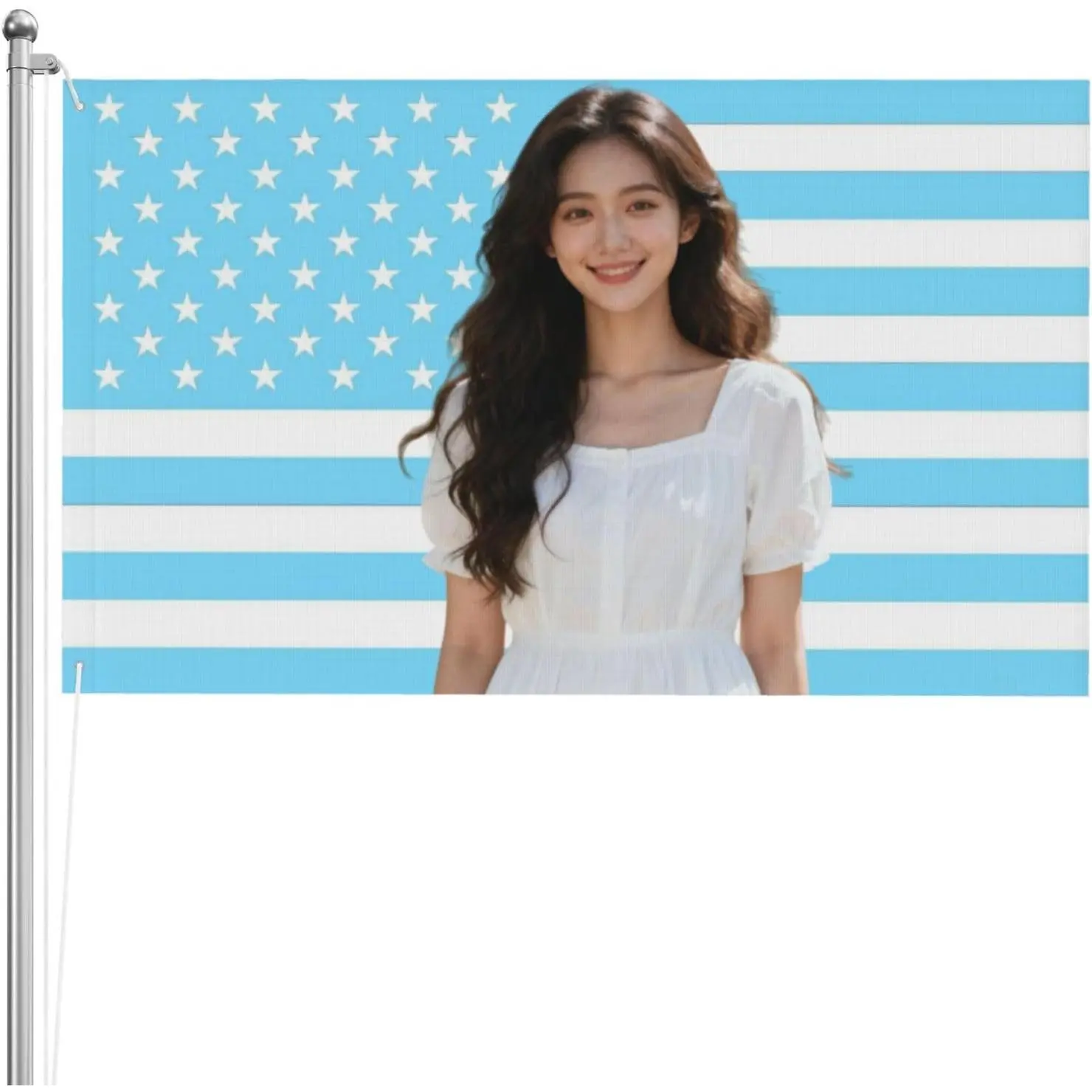 Custom Light Blue Stars & Stripes Flag Banner - Personalized with Photo/Logo Add-On Text, Custom Flags for Room Dorm Wall Decor & Outdoor Celebration Backdrop, Banners tiktokshopbacktoschool