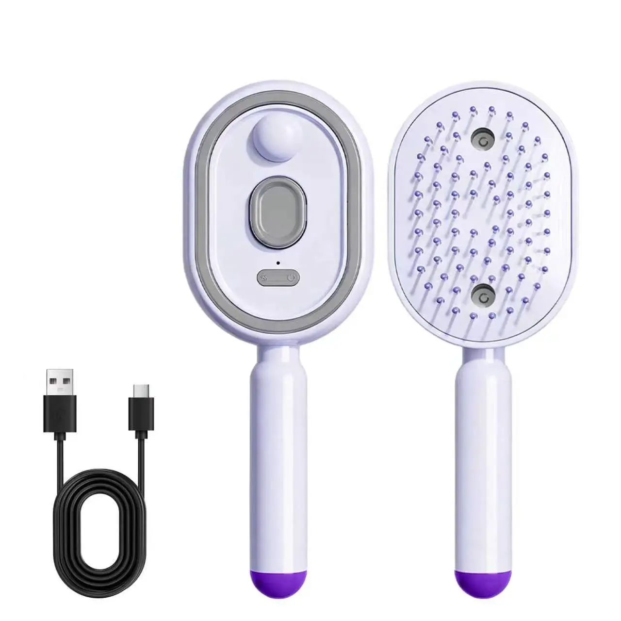 Electric Spray Hair Brush with Scalp Massage, Rechargeable Detangling Brush for Frizz Control, Dry, Curly, Wavy & Damaged Hair, USB-C Hair Styling Tool for Women