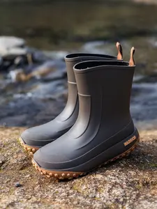 Men's Round Toe Slip-On Waterproof Non-Slip Shoes Boots, Comfortable Fashion Design, Perfect for Casual Wear, Durable Material, All-Season Use