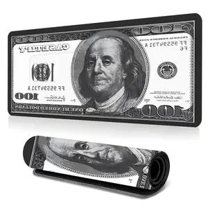 100 Dollar Bill extended gaming desk mat,  Benjamin Franklin pattern desk protection pad, anti-slip rubber lock edge high-definition printing, suitable for computers, laptops, offices, homes, schools, as a gift for family and friends.