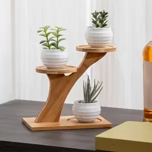 Stylish Round Base Succulent Plant Stand, Two-Tier Design for Home Office Balcony Decor, Durable Desktop Display Rack