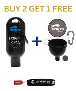 Spinto Fitness Gym Essentials | Liquid Chalk 50ml, Protein Funnel & Free Resistance Band | Workout Starter Kit for Training and Fitness Enthusiasts