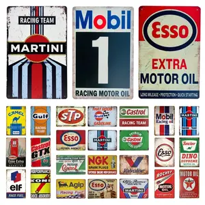 12x8 in Vintage-Style Esso STP Metal Motor Oil Gas Sign - Iron Painting Plaque, Vintage Garage Signage, Novelty Wall Art Decor for Cafe, Man Cave Interiors