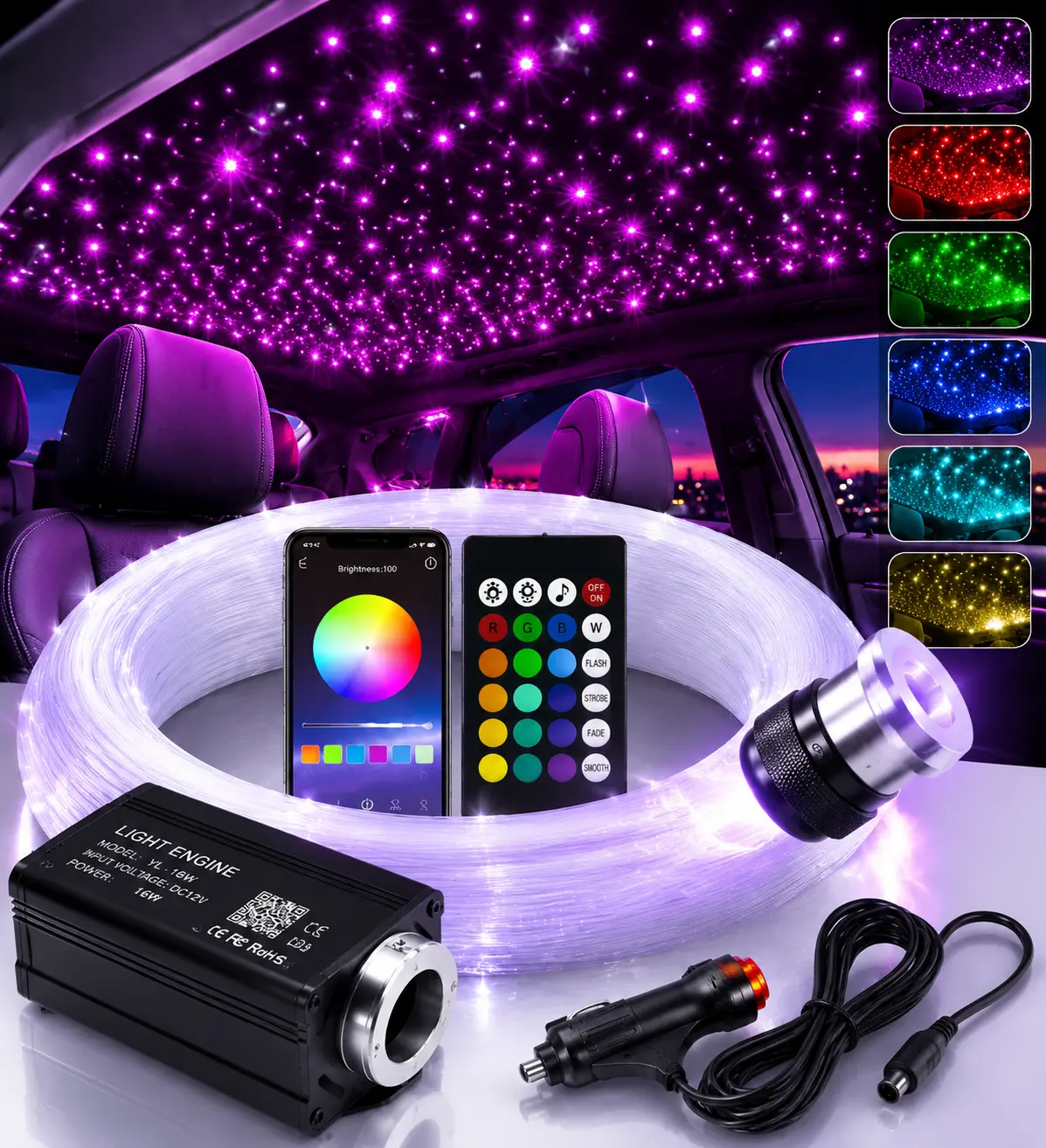1000PCS Starlight Headliner Fiber Optic Twinkle Light Kit, RGB Ceiling Lamp for Boat Interior, Truck DIY Decor (Sports & Outdoor Boat Electrical Equipment Interior Lights)