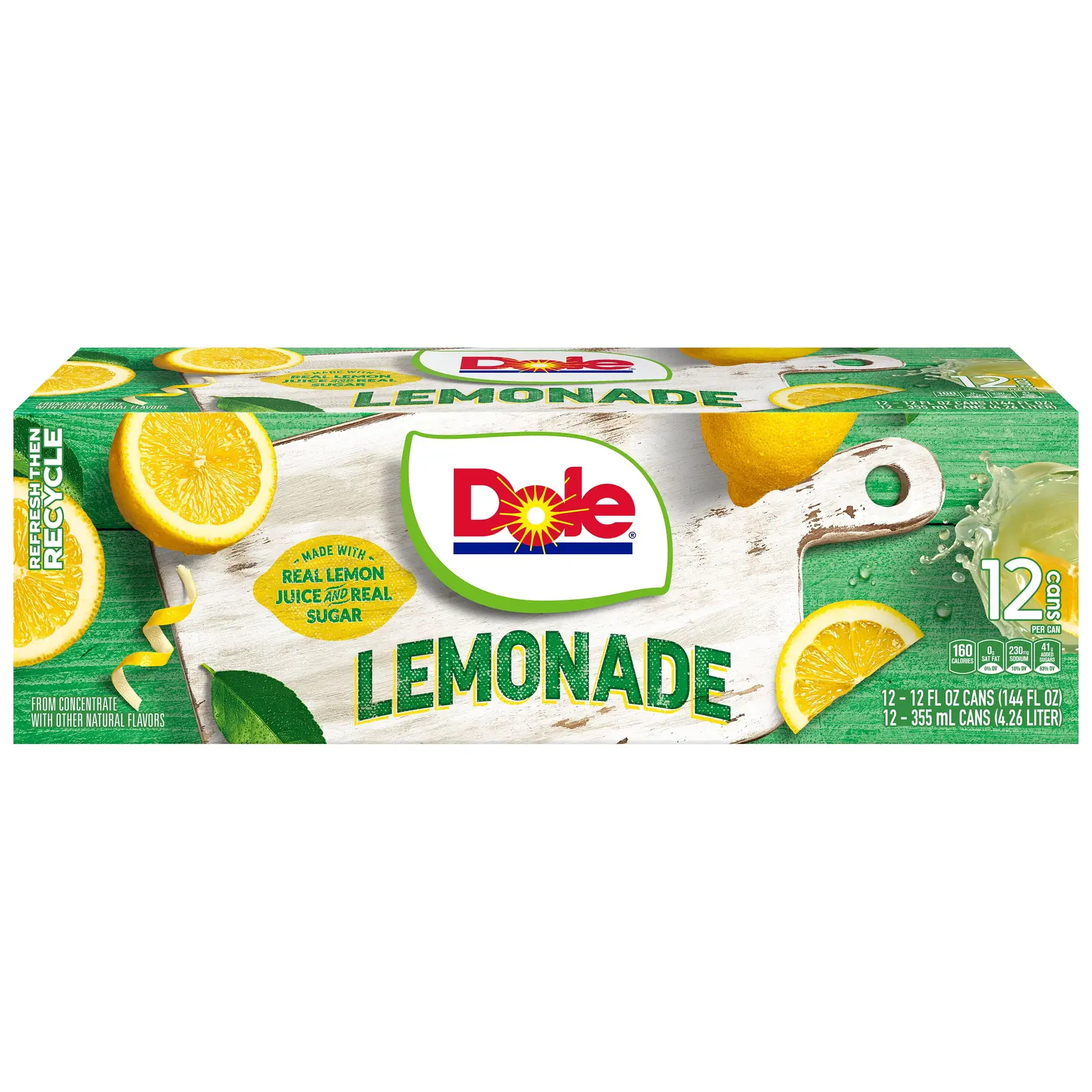 Dole Lemonade Juice Drink, 12 fl oz 12 Pack Cans