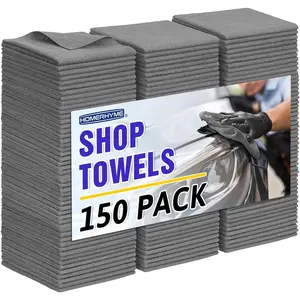 Microfiber Cleaning Cloth,150 Pack Grey Cleaning Rags, Bulk All-Purpose Lint-Free Shop Towels Wipes, Commercial Micro Fiber Cleaning Towels Washcloth for Car Garage Housekeeping 11.5"*11.5"