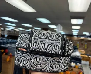 Men Western Belts Piteado - Embroidered Design