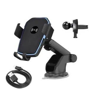 Wireless Car Charger 10W Fast Charging Auto Clamping Mount for iPhone 17/16/15/14/13/12 & Samsung Galaxy Series with Vent Clip & Suction Cup