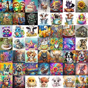 10pcs/20pcs/30pcs Diamond Painting Kit Landscape Animal Patterns, 20x20cm Full Drill Art Set for Beginners Adults, Wall Decor DIY Craft Gift  Random style Handmade Gifts