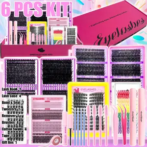 20-Piece False Eyelash Gift Set, Fluffy/dense/natural/color Options, Large Capacity, Includes Glue & Tools, DIY Lash Kit, DIY Eyelash Extensions, Ideal for Beginners DIY, Party, travels, weddings and meeting various daily makeup needs.