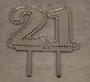 Birthday Cake Toppers - 1/8 Inch Acrylic - Assorted Colors (21, Silver-One Sided)