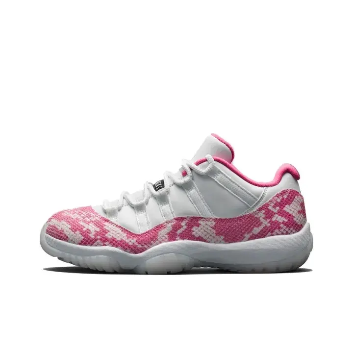 Unisex Retro Low Top Sneakers, White Pink Snake Print Leather Athletic Shoes, Brand New Sealed with Original Shoe Box, Breathable Upper Street Fashion Trainer Footwear