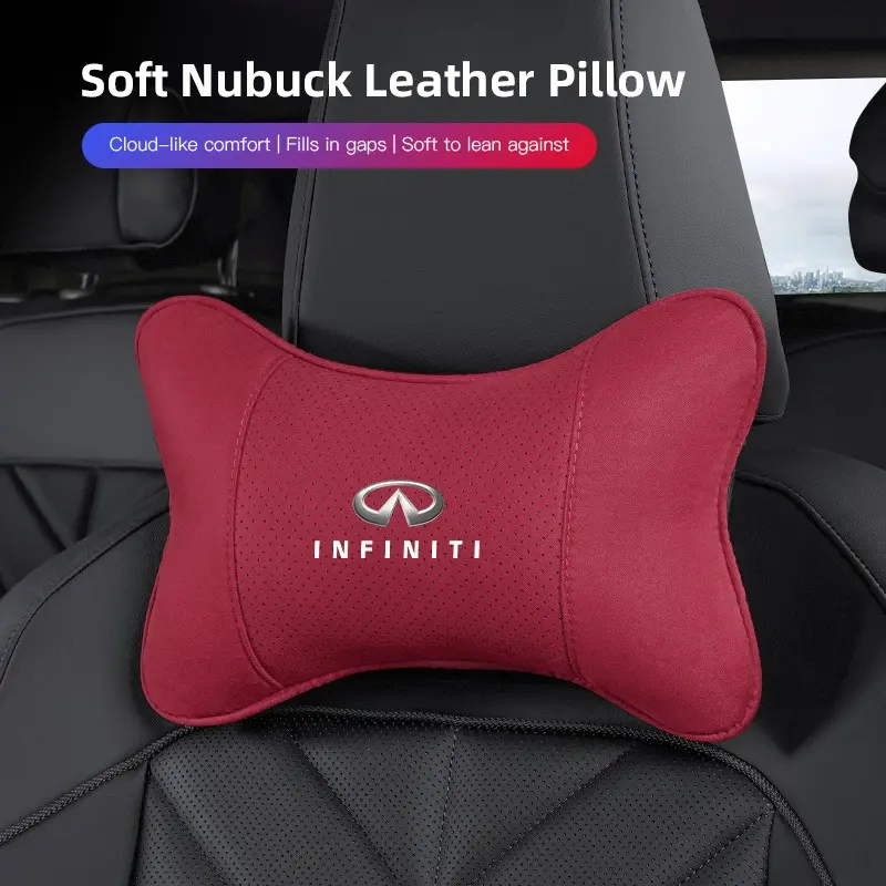 Car Suede Headrest Neck Support Automotive Auto Seat Accessories For Infiniti QX55 QX50 QX60 QX80 Q50 Q70L Q60 Q30 Q70 QX70 QX30