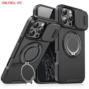 Creative Pull-Down Window Lens 360 Degree Rotating Stand Anti-Drop Phone Case, Fits iPhone 17 Pro Max 17 17 Pro 16 Pro Max 15 14 13 12 11