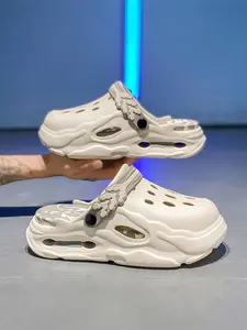 Men's Colorblock Hollow Out Design Clogs, Casual Comfortable Breathable Non-slip Clogs, Fashionable Slippers for Indoor & Outdoor Wear, Breathable Lightweight Clogs