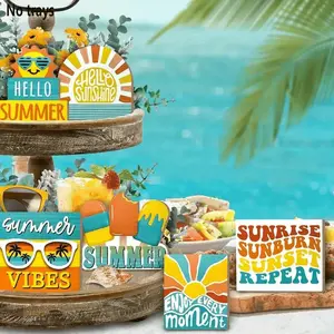 Summer Themed Tiered Tray Decor Set, 1 Set Summer Sun Decorations without Tray, Indoor & Outdoor Table Centerpiece, Home Decor