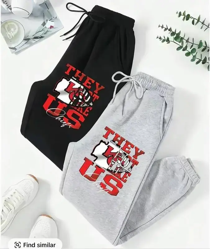Football Logo Printed Team Logo, Color Men Women Letter Print Sweatpants, Casual Regular Fit Pants For Spring & Fall, Stylish Design Perfect Gift
