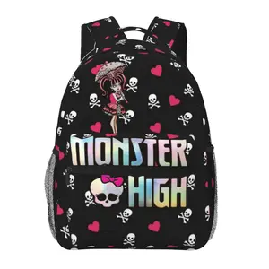 Monster High all-over print lightweight backpack with large capacity—ideal for travel, school, and office; casual cartoon merch laptop daypack; gift for men, women, and teens